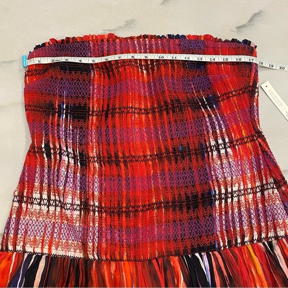 Anthropologie Plenty Strapless Tiered Mini Size XL Red Ikat - Picture 6 of 15